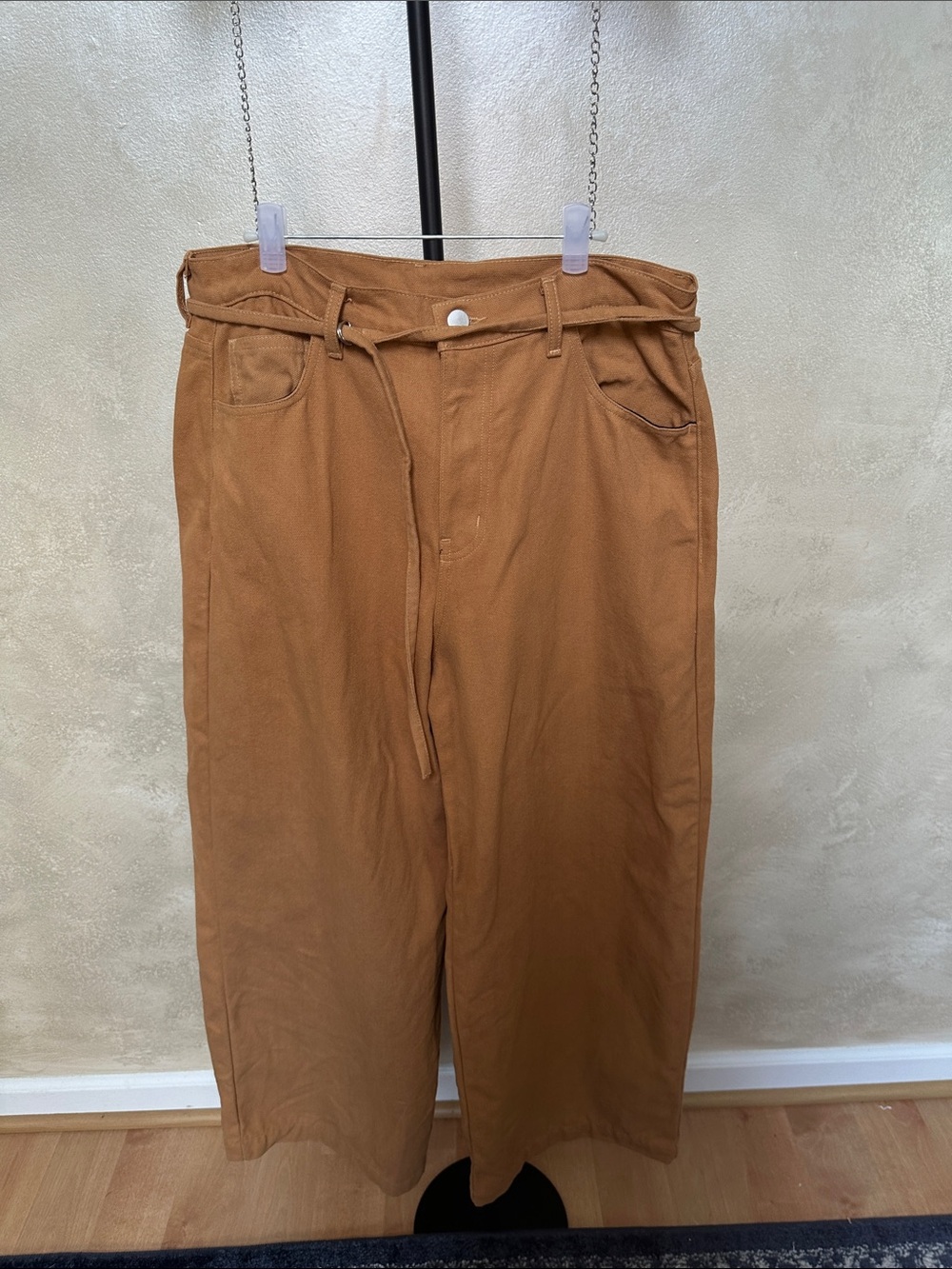 BRÛLÉ Dylan Pant in Tobacco Wide Leg Trousers Jeans with Micro Belt sz 30 - Picture 2 of 14